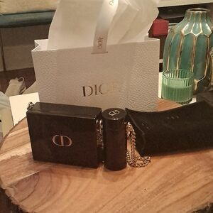 Christian Dior Acrylic Crossbody With Full Size Lipstick,  Pouch & Bag